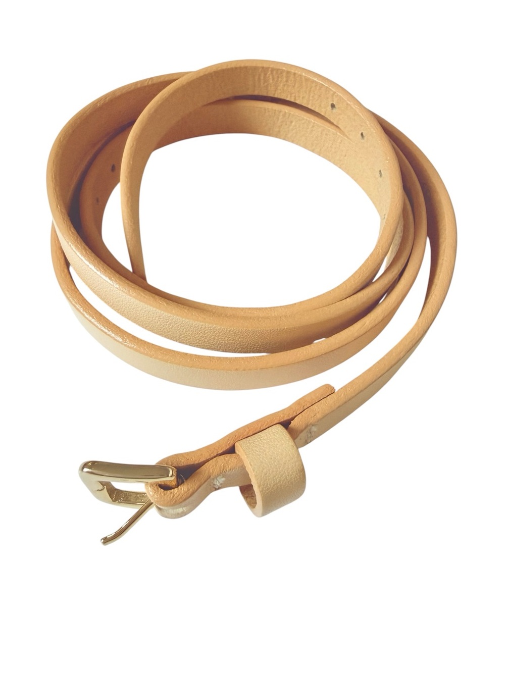 J.Crew Thin Skinny Italian Leather Belt Beige Nude Small